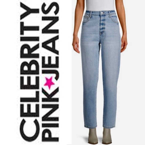 Celebrity Pink Juniors Vintage Inspired Light Wash Curvy Dad Jeans - Picture 1 of 10